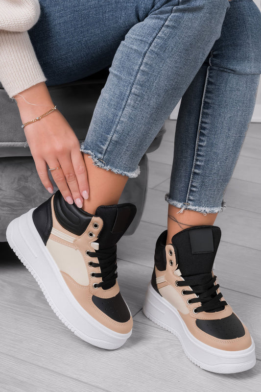 ILVANA - Black and beige sneakers with chunky sole