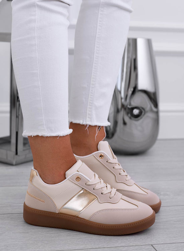 NADINE - Beige sneakers with rubber sole