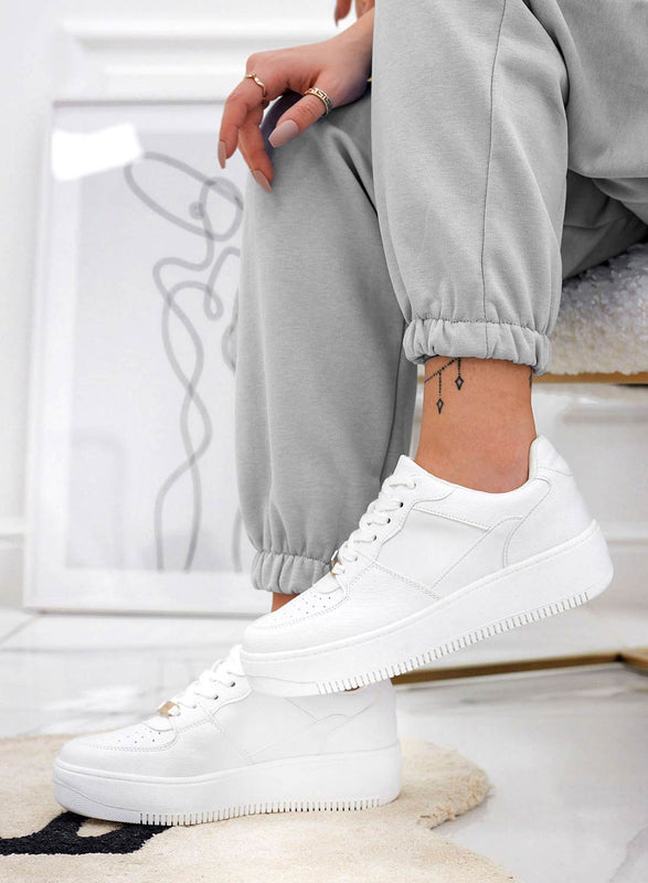 BRITNEY - Perforated white Alexoo sneakers