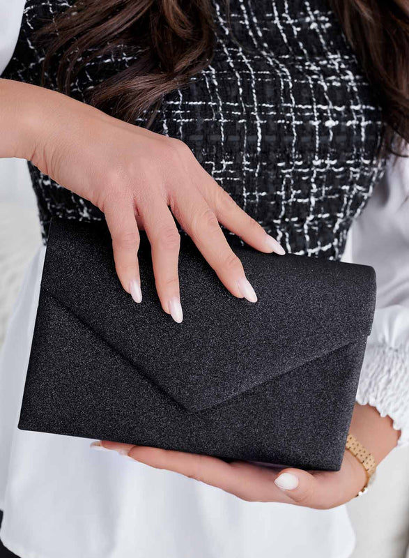 Black glitter clutch bag B236