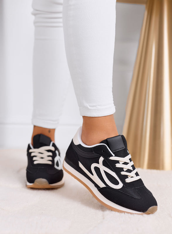 ORSOLA - Black sneakers with white logo and rubber sole