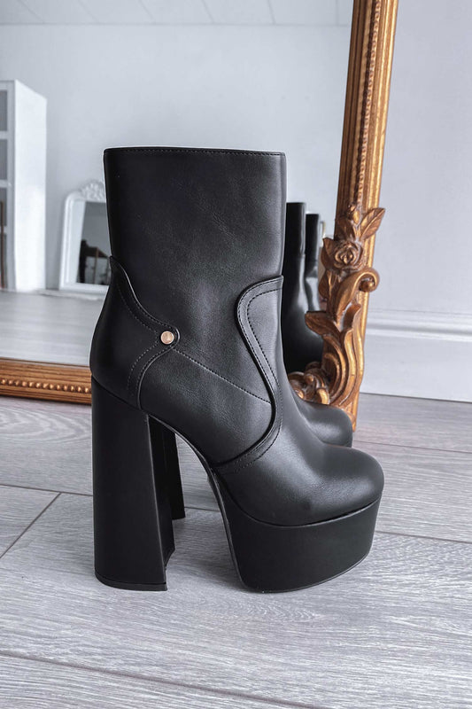 EDWINE - Black ankle boots with high heel and plateau