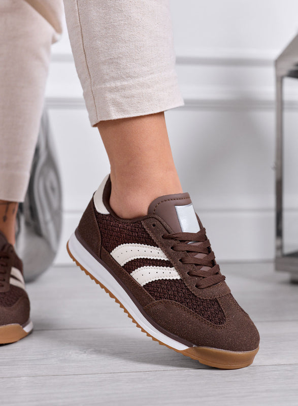 PIERA - Brown animal print sneakers with rubber sole