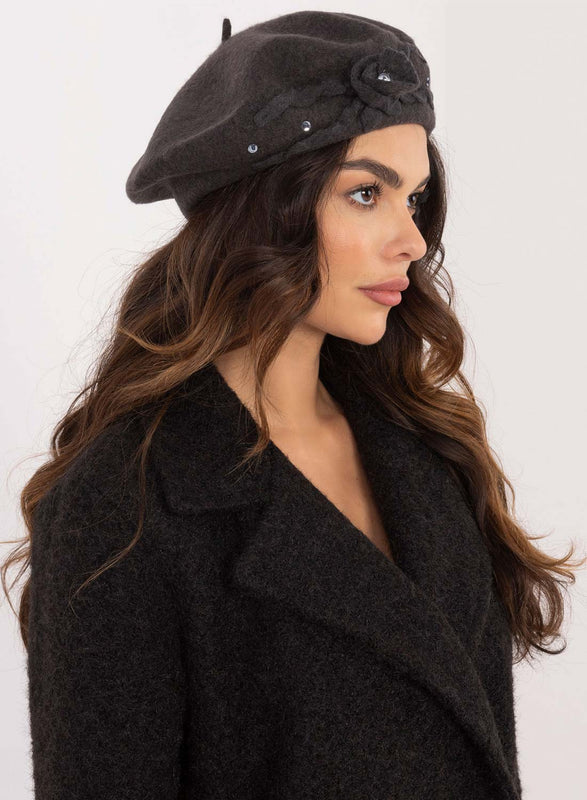 Béret gris avec strass