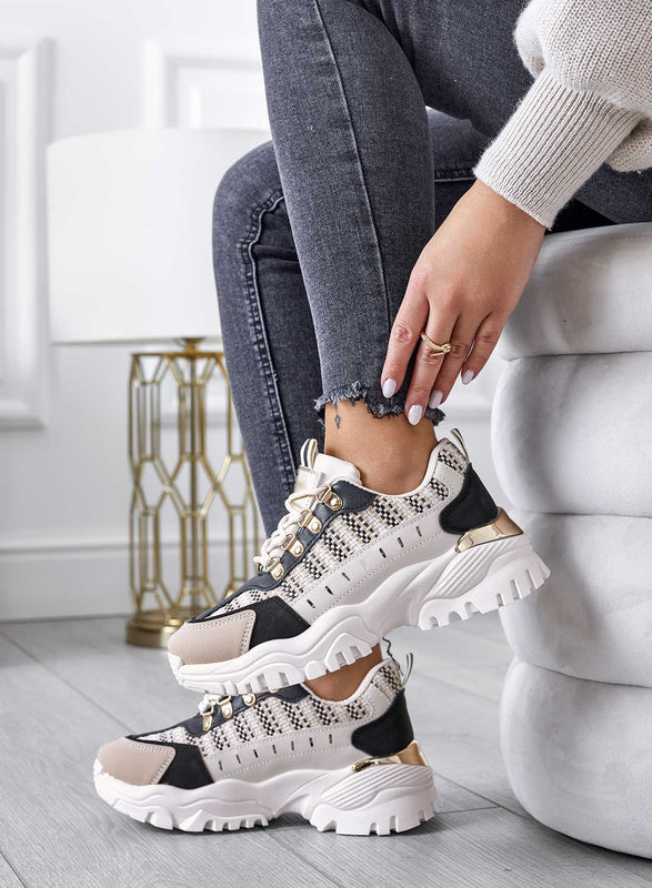 DOINA - Sneakers with contrasting panels and fabric inserts