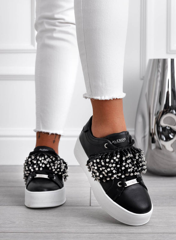 CARRY - Black Alexoo sneakers with rhinestone band