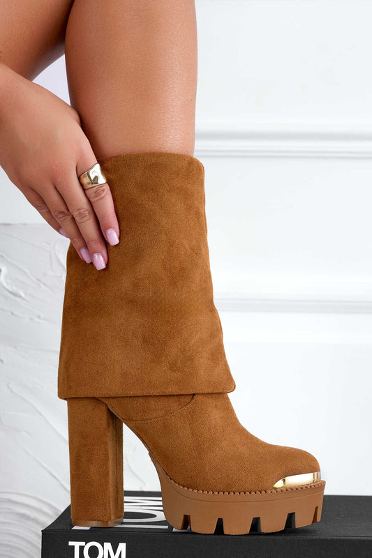 JOSEPH - Botas camel de ante con vuelta