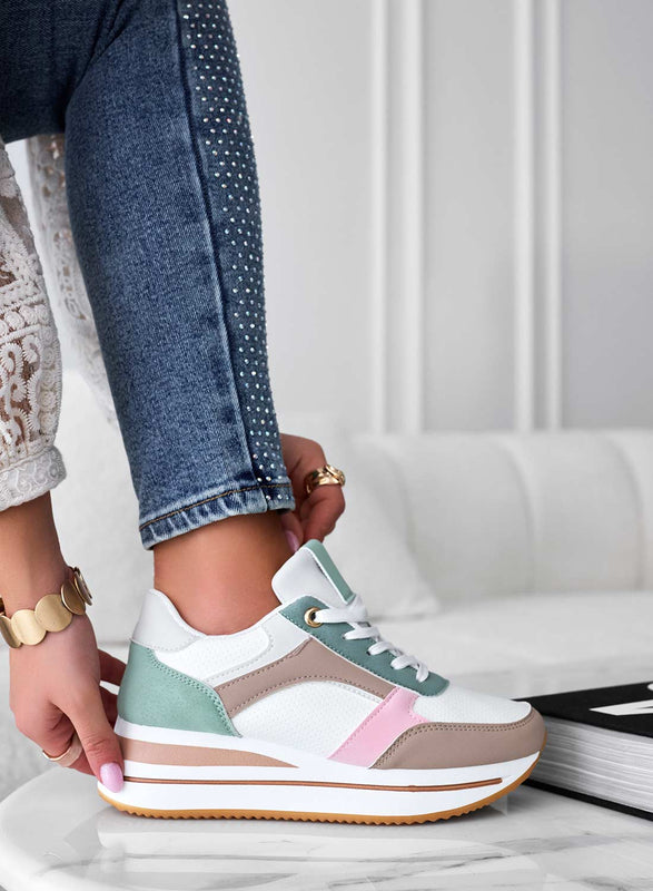 Sneakers bianche con pannelli a contrasto