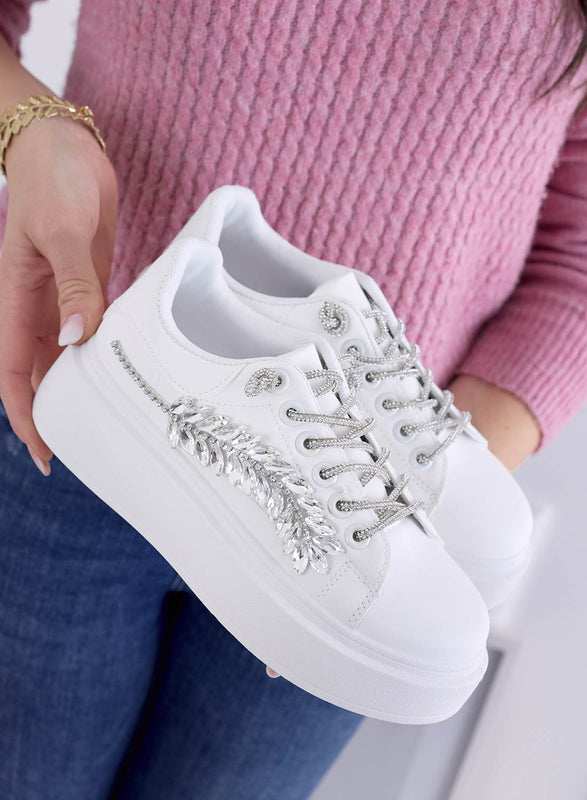 CANDY - White sneakers with jewel applications