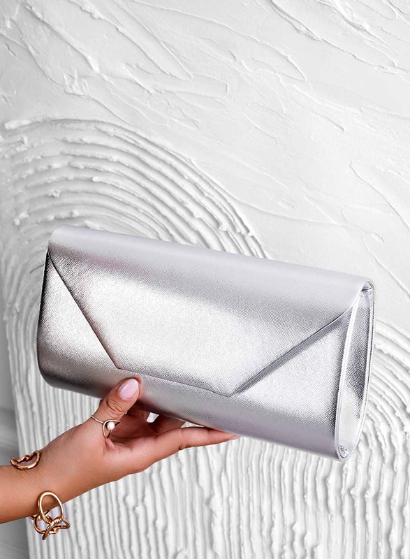 Clutch bag B216 metallic silver