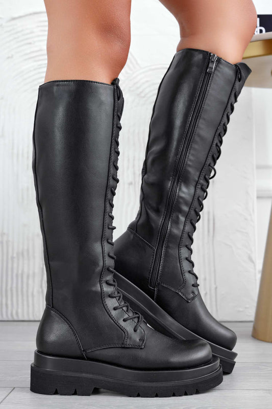 TAMARA - Black amphibious boots with laces