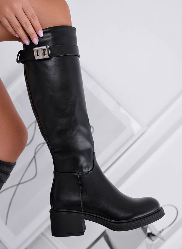 SHANNON - Black faux leather boots