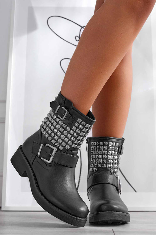 GIOIA - Black biker boots with studs