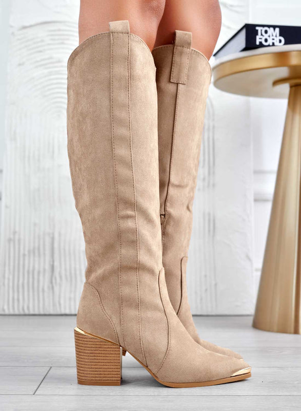 FEDERICA - Mud camper boots with faux wood heel