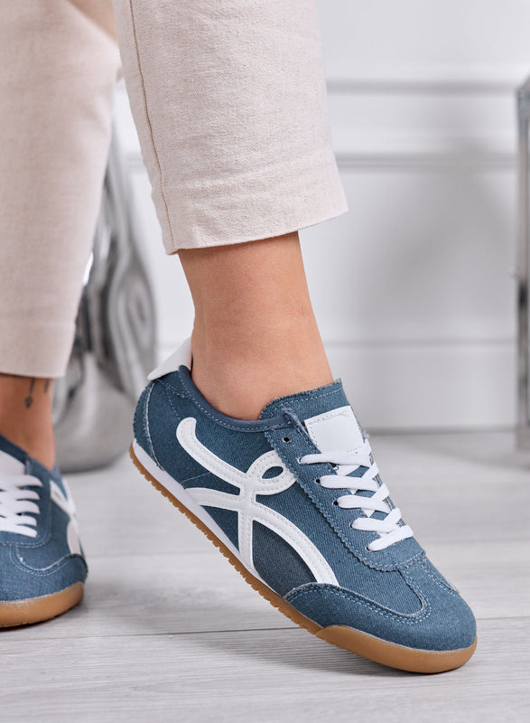 RAMONA - Baskets bleu jean avec détails blancs