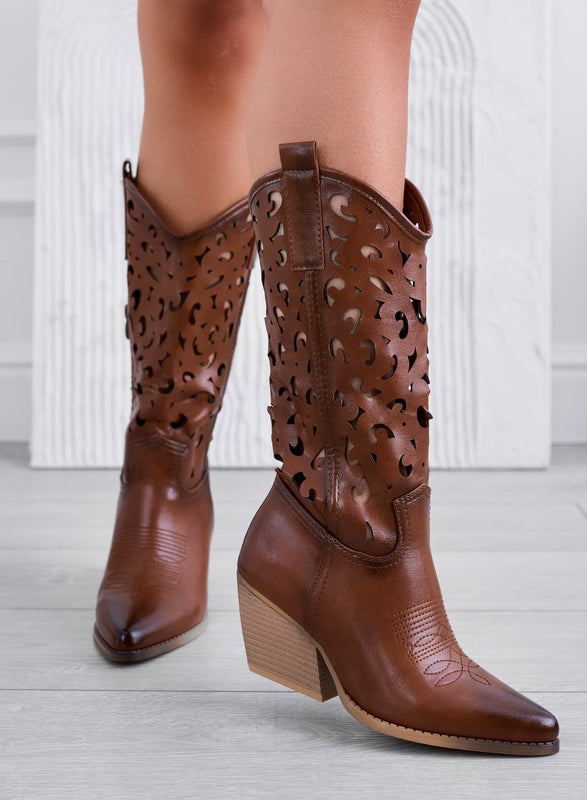 CANOSA - Perforated leather camperos ankle boots