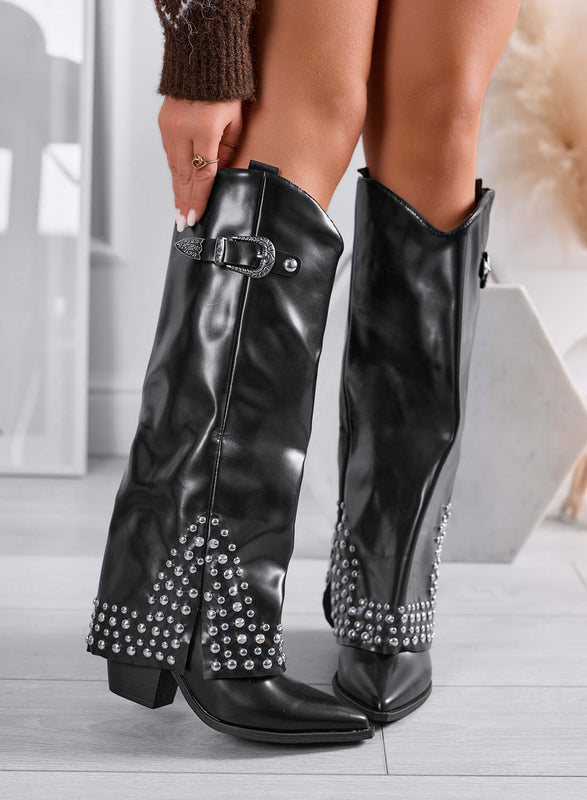 ROOY - Bottes noires style camperos avec clous sphériques