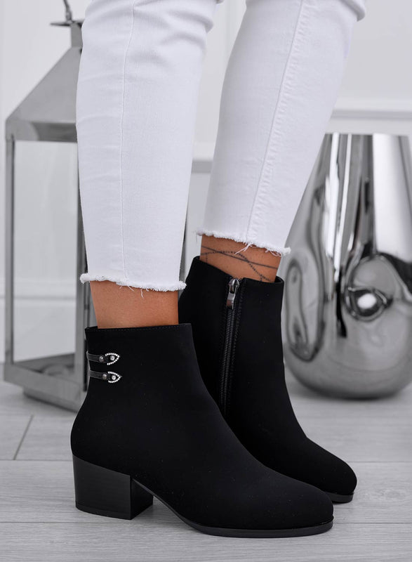 HARMONY - Black ankle boots with comfortable heel