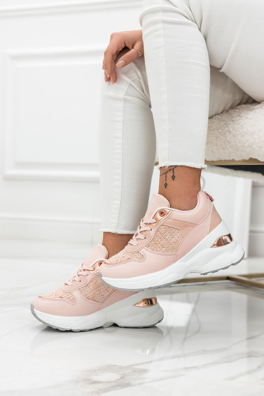 ISABELLA - Pink sneakers with chunky sole and fabric details