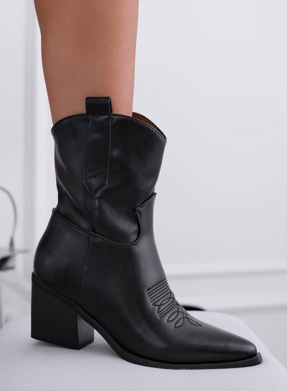 JULIAN - Black cowboy boots with block heel