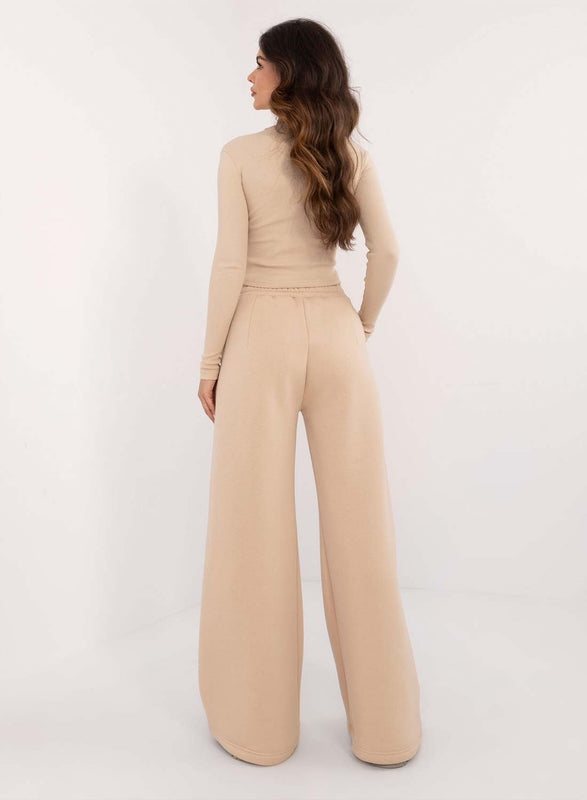 Beige two-piece fleece tracksuit