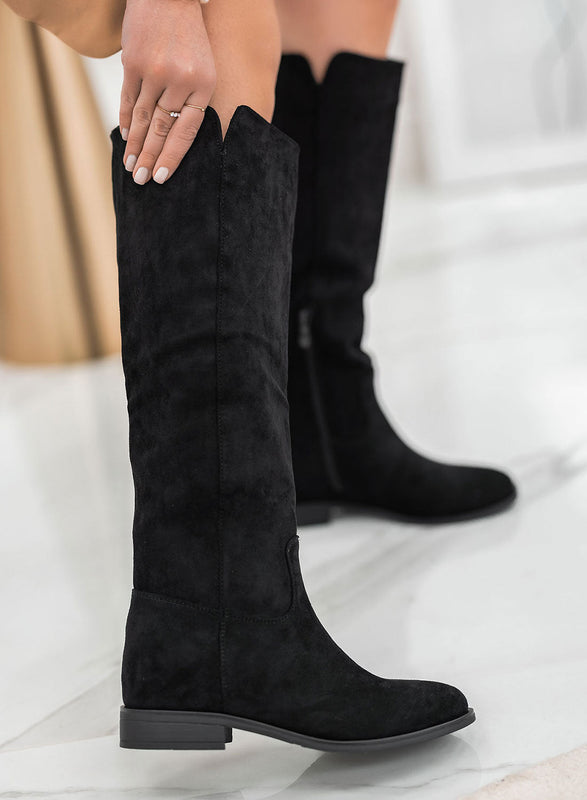 ZAIRA - Alexoo black suede boots with internal wedge