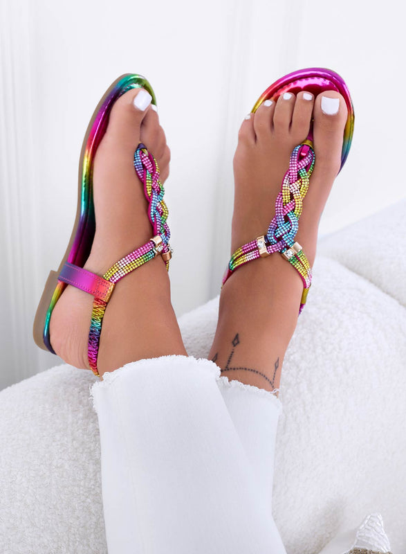 JAMA - Multicolor Jewel Weave Flip Flop Sandals