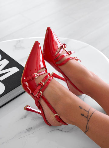 RAYNA - Escarpins rouges en vernis avec boucles
