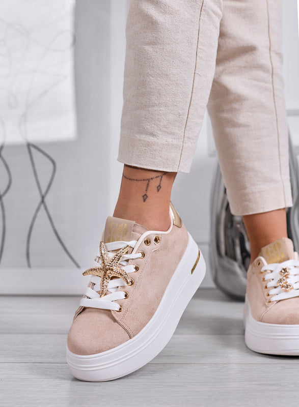 PAMELA - Mud Platform Sneakers with Jewel Star Details
