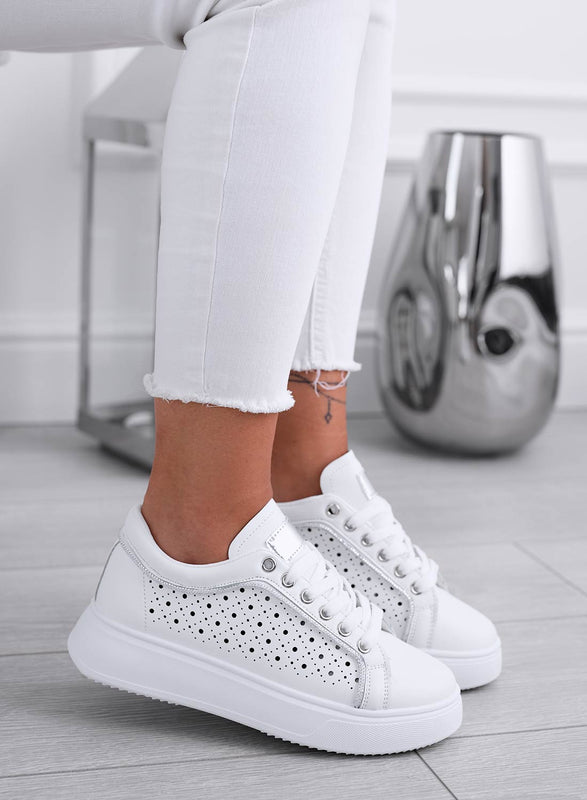 SHAY - White perforated sneakers