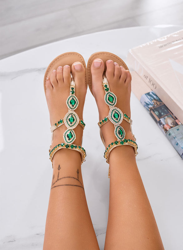 LIBRA - Green jewel thong sandals