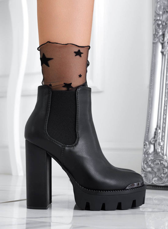 NICOLETTA - Black ankle boots with side elastic