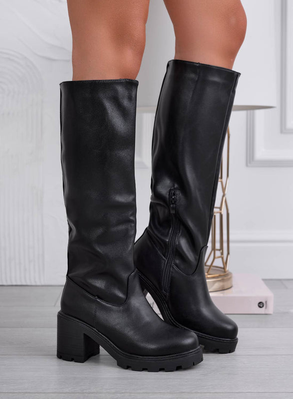 RYAN - Black boots with comfortable heel