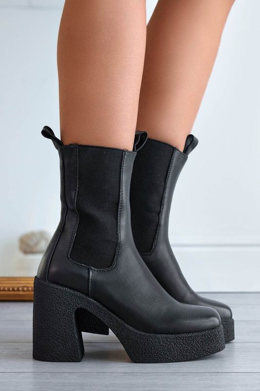 JACKSON - Black ankle boots with side elastic