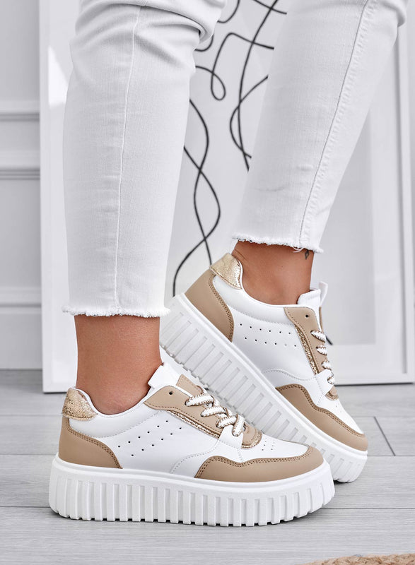 DAIANA - White sneakers with mud inserts and fabric laces