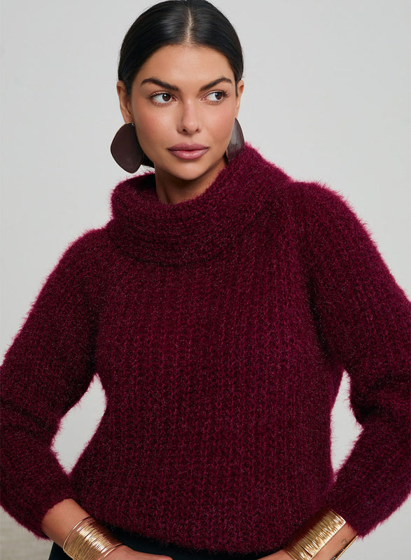 Soft and warm burgundy turtleneck sweater