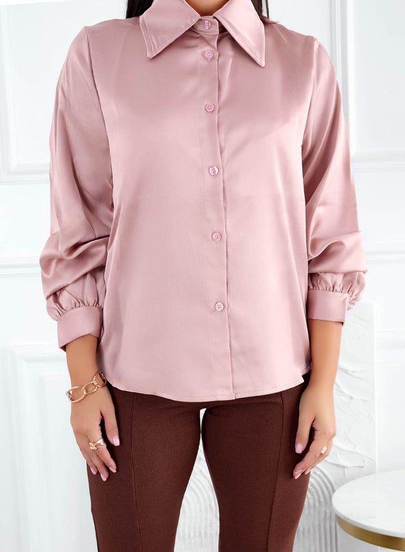 Pink satin shirt