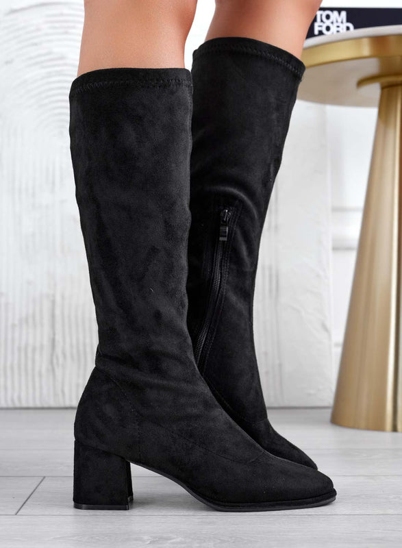 Bottines noires en daim avec talon confortable