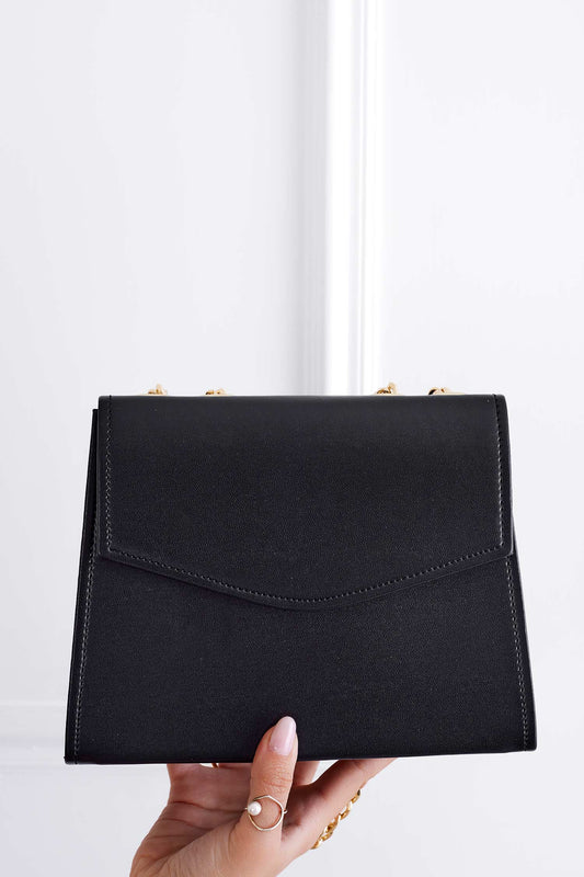 Black clutch bag B217 with gold chain