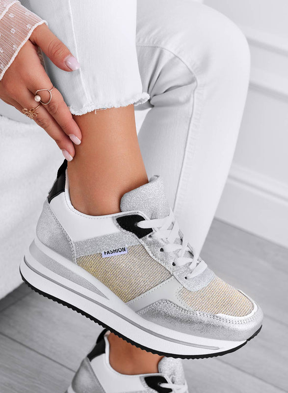 VITAL - Baskets argentées laminées avec inserts dorés