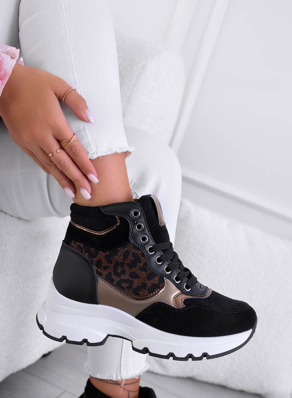 ARES - Black sneakers with spotted inserts