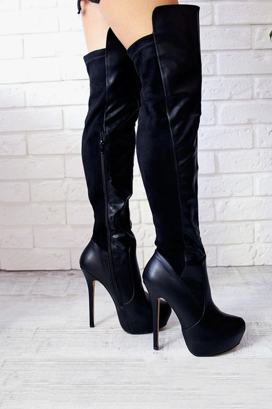 CARLOS - Black over the knee boots with high heel