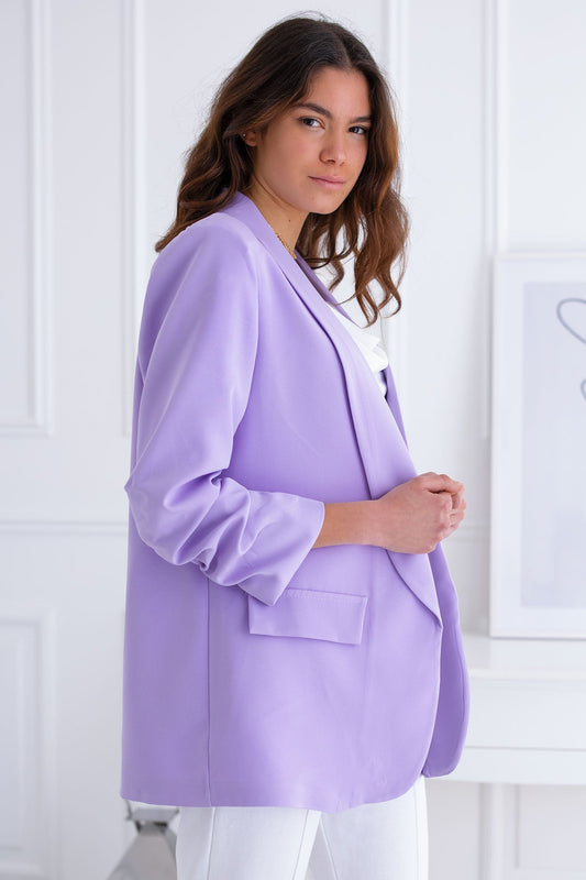 Lilac blazer with ruffled sleeves