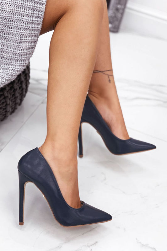 KEISY - Blue faux leather pumps with high heel