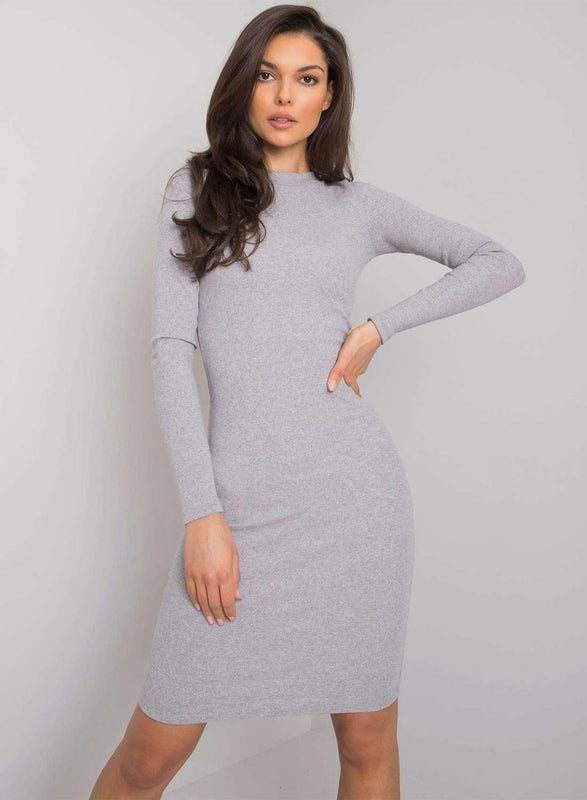 Gray ribbed fitted dress