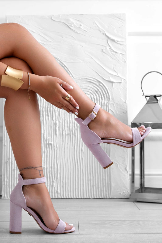 TABITHA - Alexoo lilac sandals with strap and block heel