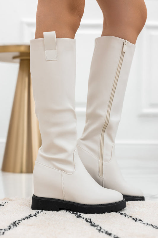NYLA - Cream boots with inner wedge