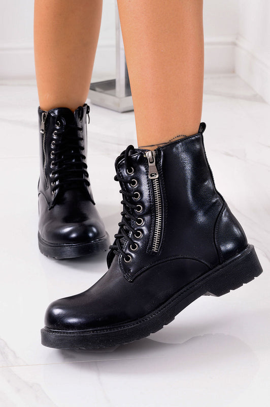 Black ankle boots with laces