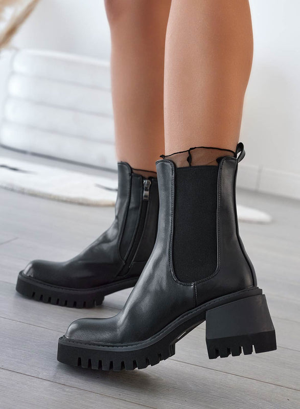 Bottines Alexoo noires avec élastique latéral