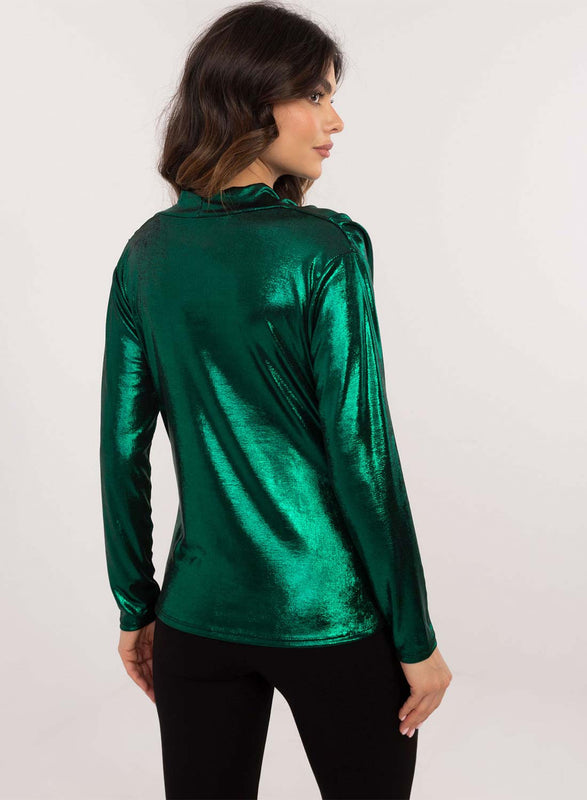 Metallic green top with soft neckline